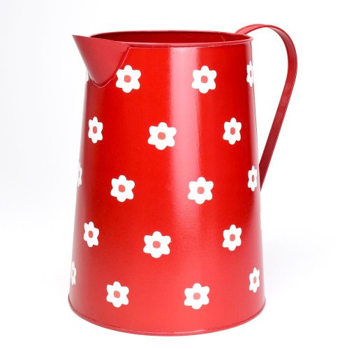 Váza džbán kov červená kvety v:26,5x15,5cm super cena