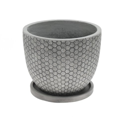 J106 kvetináč+miska okrúhly mila šedá 24x19,6cm s
