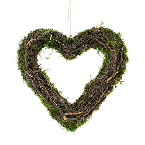 Záves srdce prútie mach 31x31x4,5cm