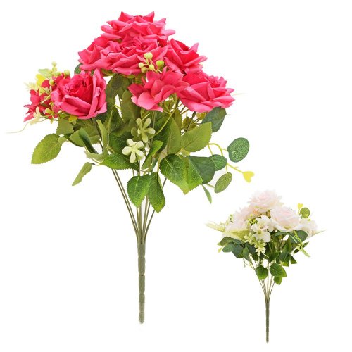 Kytica ruža, drob.kvety mix/2f 43cm