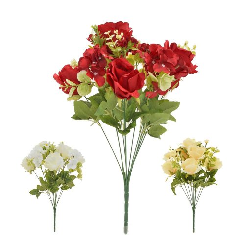 Kytica ruža, drob. kvety, zeleň mix/3f 50cm - Umelé kvety