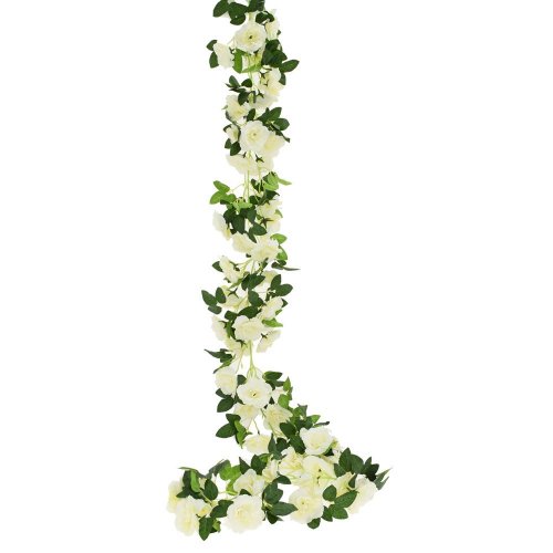 Girlanda ruža krémová, zeleň 168cm