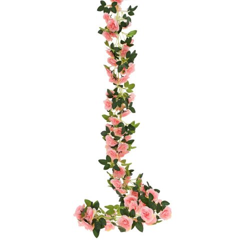 Girlanda ruža ružová, zeleň 168cm