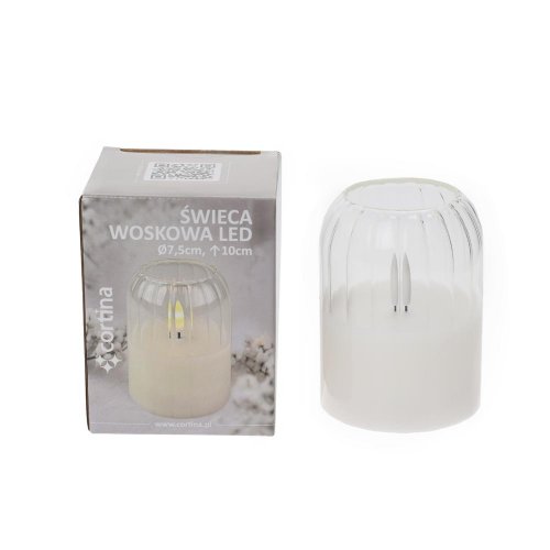Svet.led sklo+vosk biela 13/25 10x7,5cm