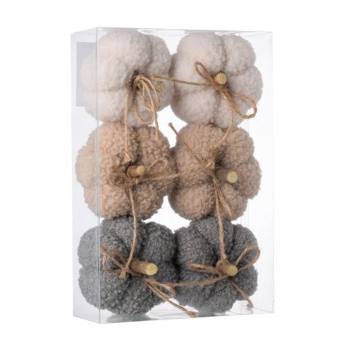 Tekvice malé s mašlou kr/béž/siv textil s/6 7,5cm