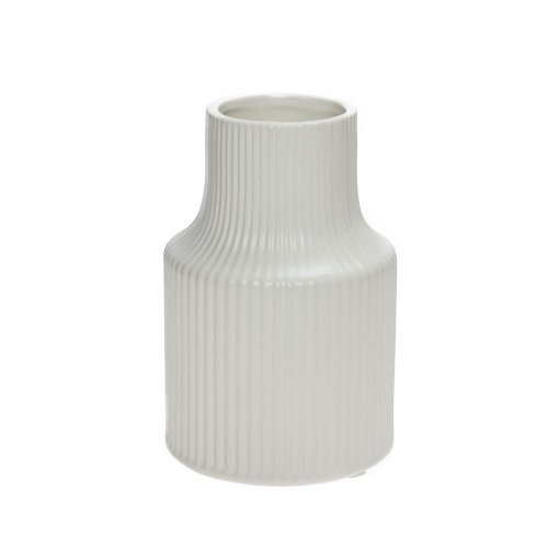 Váza pruhy keramika 10x10x15cm biela - Umelé kvety