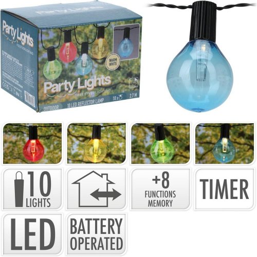 Led10 párty svetlá in/out/8+/časovač na baterky/farba