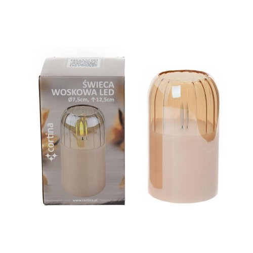 Svet.led sklo+vosk zlatá 14/25 12x7,5cm