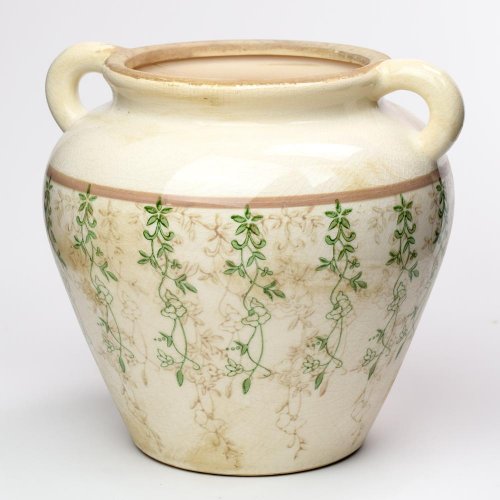 Obal s ušami keramika vzor zelená 26,5x24x23,5cm super cena