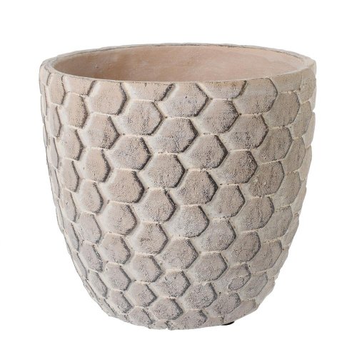 Obal cement antique lt. brown d18*h16.5cm - Vianočné dekorácie a ozdoby