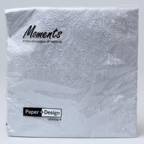 34047 servítky moments ornament silver 40x40cm