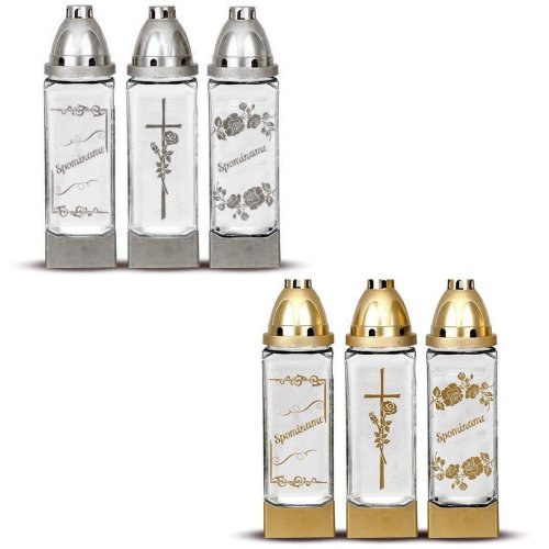 Kah.sklo kváder trio 70gr/spomíname, kríž/ 7xv26cm