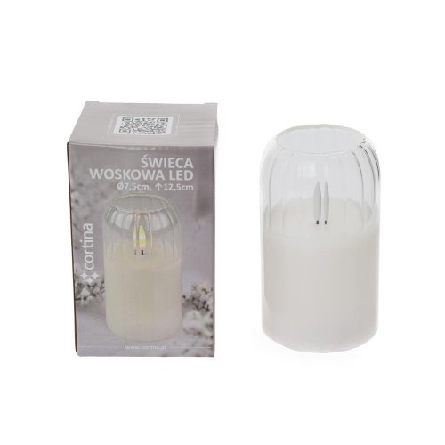 Svet.led sklo+vosk biela 14/25 12x7,5cm