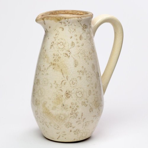 Džbán s uchom keramika vzor kvety hnedé 16,5x12,5x22cm super cena