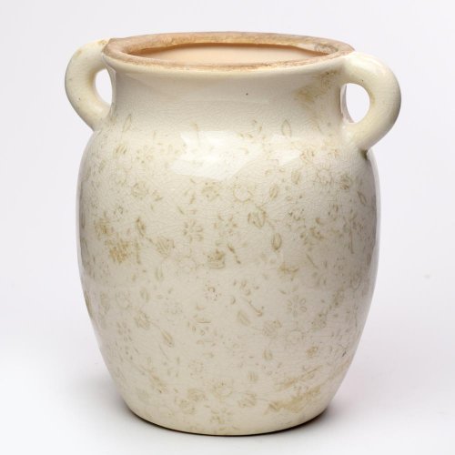 Obal s ušami keramika vzor kvety hnedé 22,5x19,5x24,5cm super cena