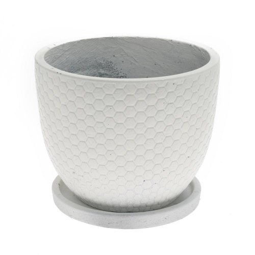 J107 kvetináč+miska okrúhly mila biela 24x19,6cm s