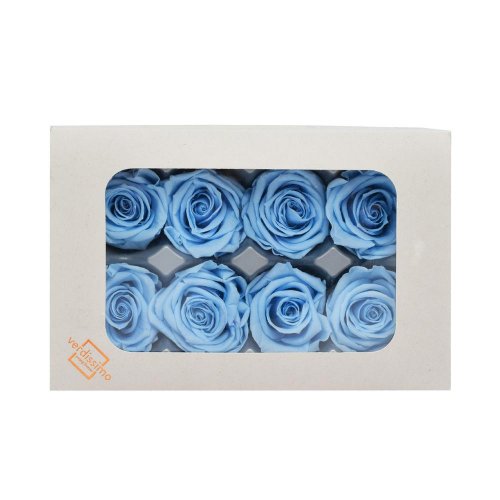 Ruža preparovaná sky blue , 4cm - Vianočné dekorácie