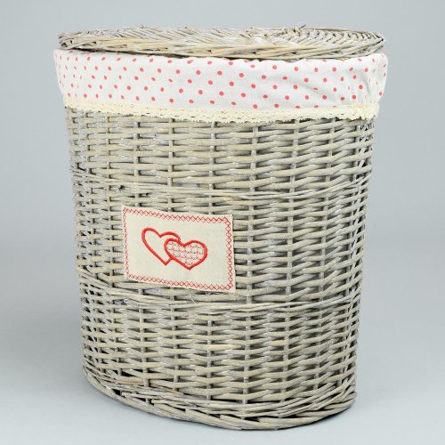 354fl/s prútený koš s/3 šedý vzor bodka m:43x32x45cm