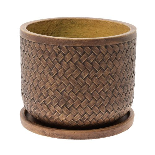 J11 kvetináč + miska lucy tm.hnedá  44xh36cm xl