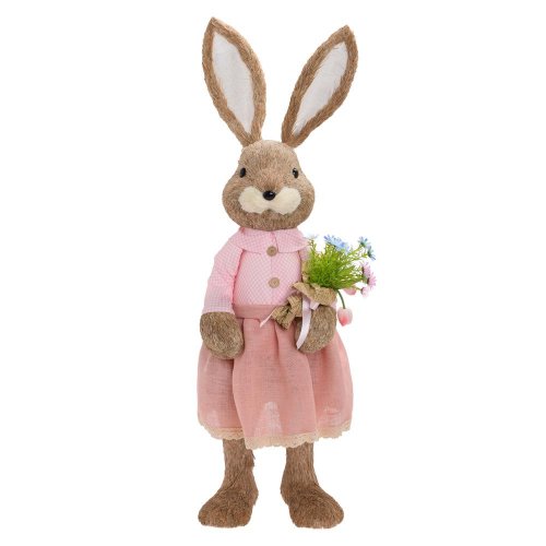 Zajačica s kyticou hne/ruž slama 40*34*120cm