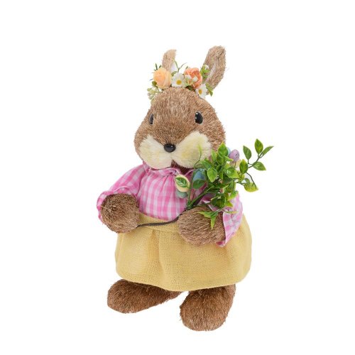 Zajačica s vajíčkami hne/ruž slama 23*22*44cm