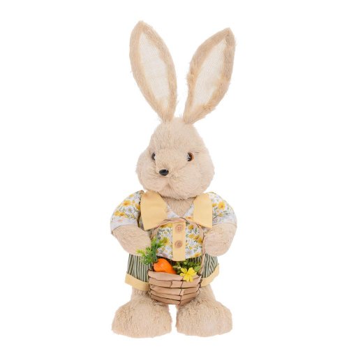 Zajac s košíkom béž/žlt slama 26*20*60cm