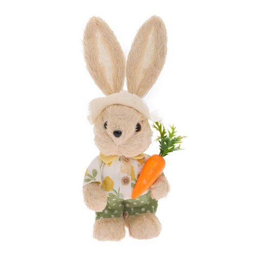 Zajac s mrkvou béž/žlt/zel slama 12*10*30cm