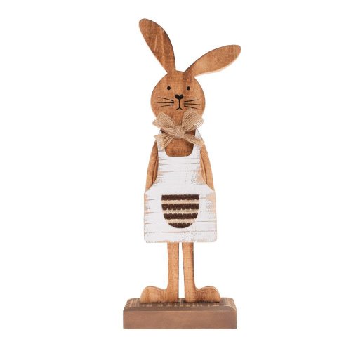 Zajačica na podtavci drevo biela 11x5x30cm