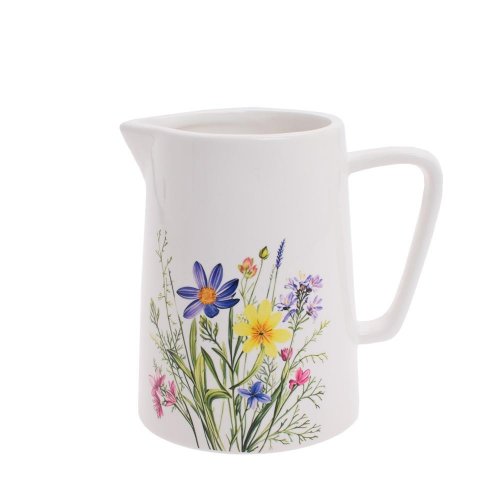 Krčah biely, kvety porcel 13,4*9,5*12,8cm