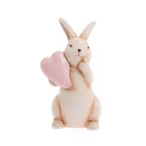 Zajac béžový so srdiečkom porcel 9,2*7,3*16cm