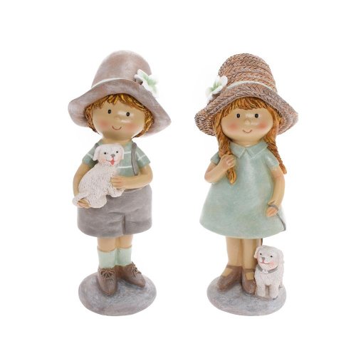 Deti so psíkom siv/zel mix/2 poly 9*7,5*22cm