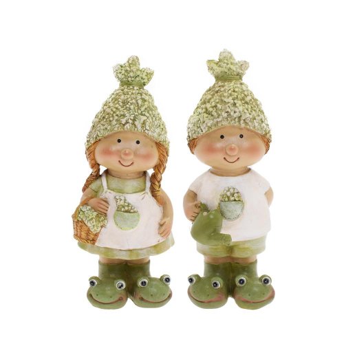 Deti zeleno-biele so žabkami mix/2 poly 5,5*6*16cm