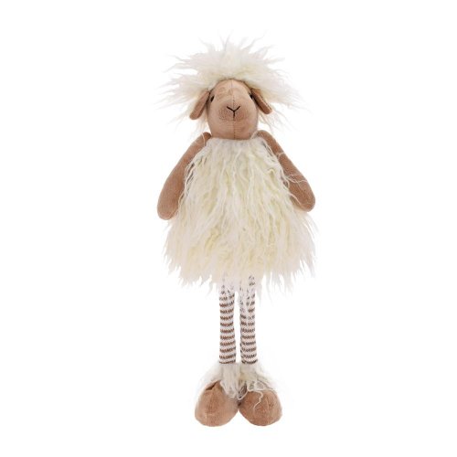 Ovečka stojaca bielo-hnedá textil 18*12*44cm