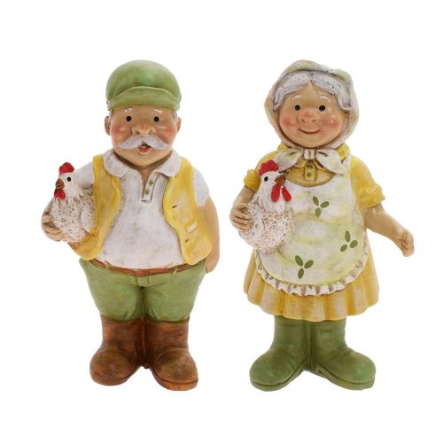 Dedko, babka so sliepočkou zel/bie mix/2 poly 6,5*5*12,5cm