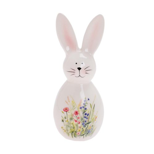 Zajac biely, kvety porcel 6,5*6,5*16,5cm