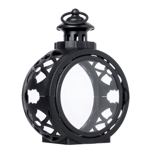 Lampáš okrúhly prázdny s dvierkami čierny 22x17x10cm