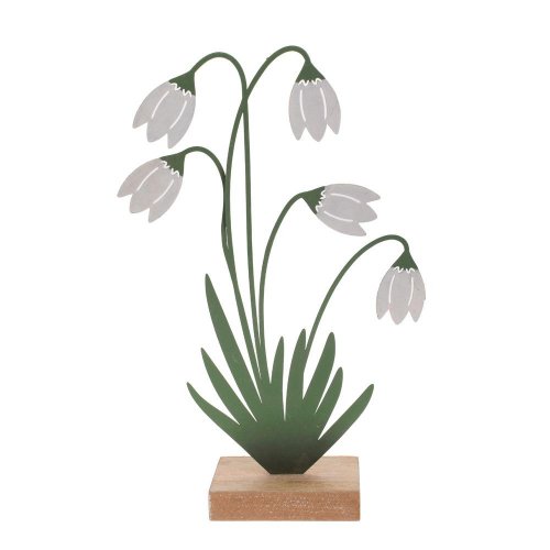 Snežienky bielo-zelené plech 23,5*17,5*5cm