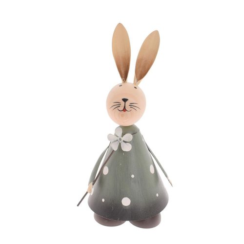 Zajac s kvetom zelený plech 19*8,3*8,3cm