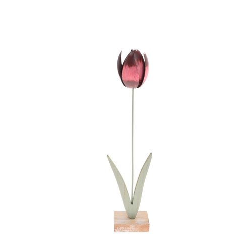 Tulipán červený kov/drevo 31*7,5*4,5cm - Veľkonočné ozdoby