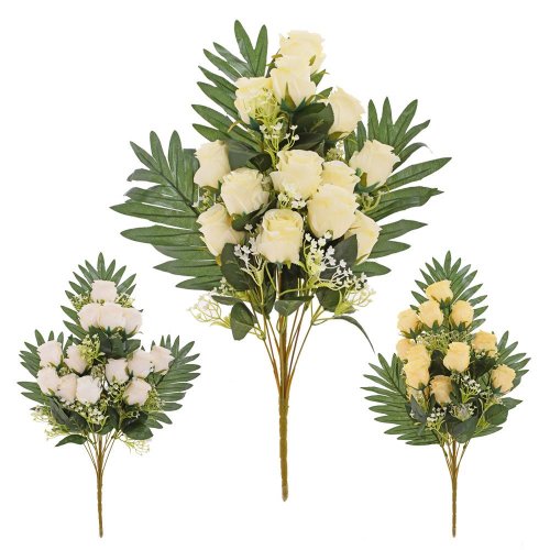 Kytica ruža, drob.kvety, zeleň, mix/3f 55cm