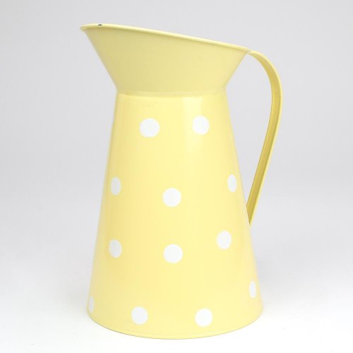 Váza džbán veľký kov žltý veľké bodky v:26,5x15,5cm super cena