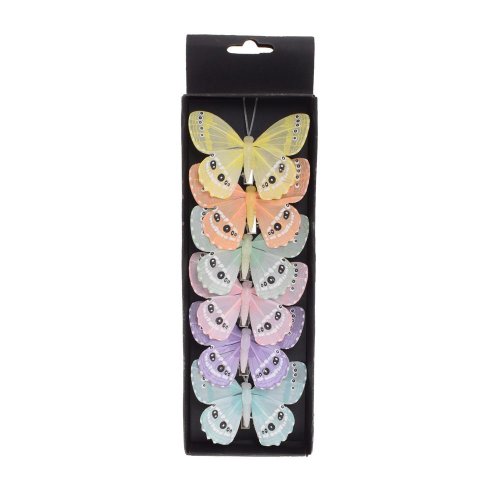 Motýle farebné ma klipe s/6 8cm
