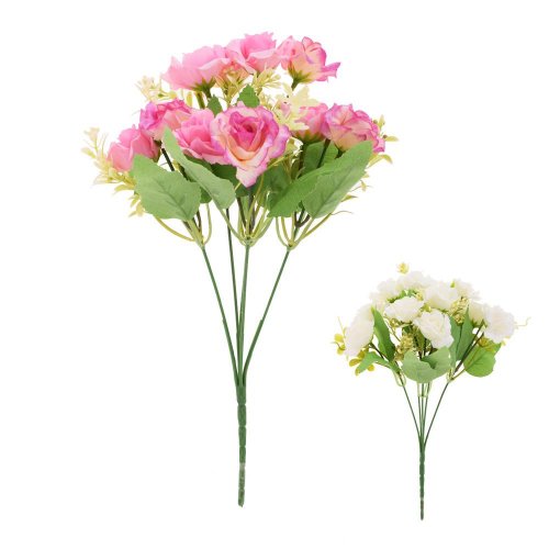 Kytica ruža, drob. kvety, zeleň mix/2f 26cm