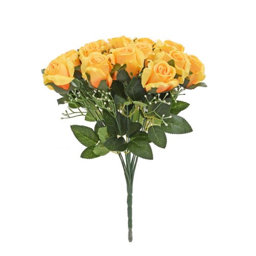 Kytica ruža žltá, gypsa, zeleň 35cm - Umelé kvety