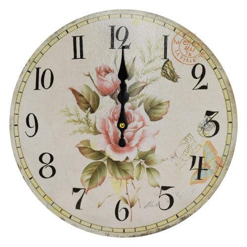 Hodiny nástenné mdf dia 34cm ruže - Veľkonočné ozdoby