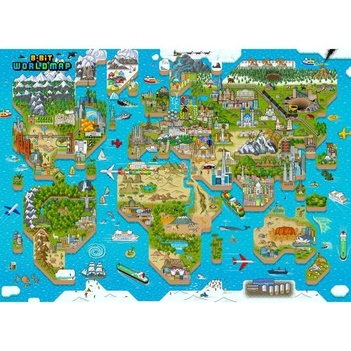 Puzzle 1000 dielov 8-bit puzzle –mapa sveta wm8bit003