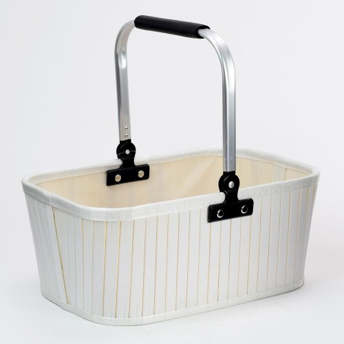 Lq-17q.bk koš bambus biely stredný 24x37x16cm