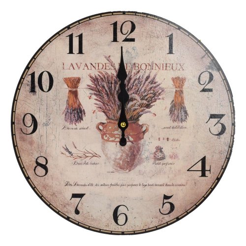 Hodiny nástenné mdf dia 34cm levanduľa - Veľkonočné ozdoby