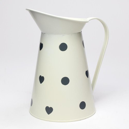 Váza džbán malý kov krém veľké bodky v:22x12,5cm super cena