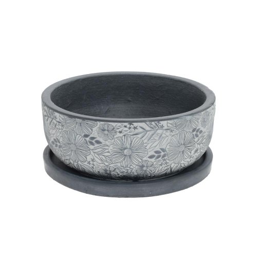 J113 kvetináč + miska liva čierna 44x20,5cm xl